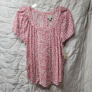 Women's St John's Bay Floral Blouse Size PXXL NWT Pink Ditzy
